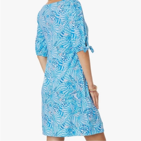Lilly Pulitzer Easley Short Sleeve Dress Amalfi Blue By The Seashore size Large - Picture 2 of 8